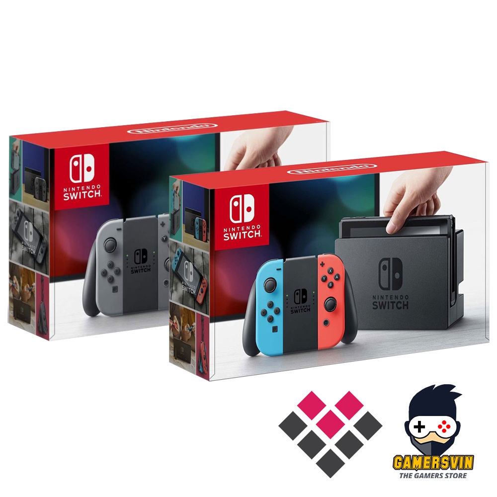 [READY STOCK] Nintendo Switch V1 Jailbreak Unpatched Set Console Fullset Neon Grey Shopee
