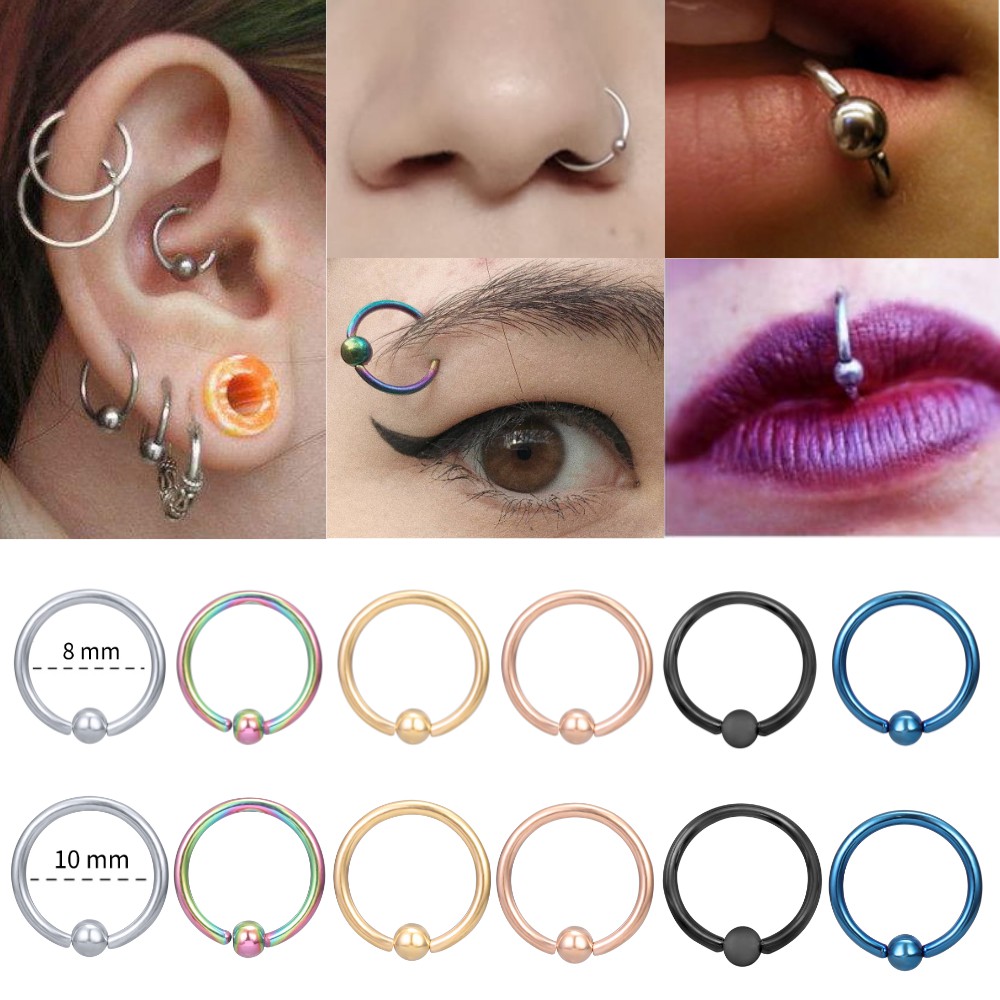 Stainless Steel Hoop Earrings Clip Ball Nose Rings Simple Septum Rings Nostril Piercings Unisex Round Earrings Shopee Malaysia