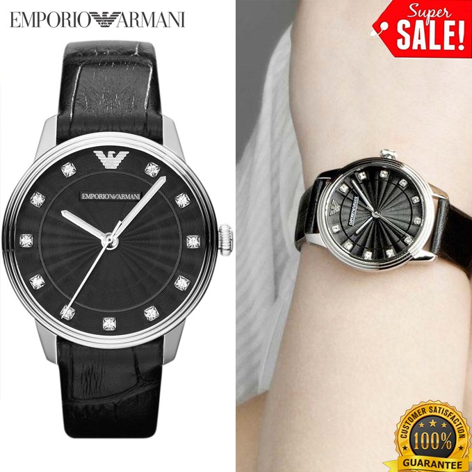 black armani watch leather strap