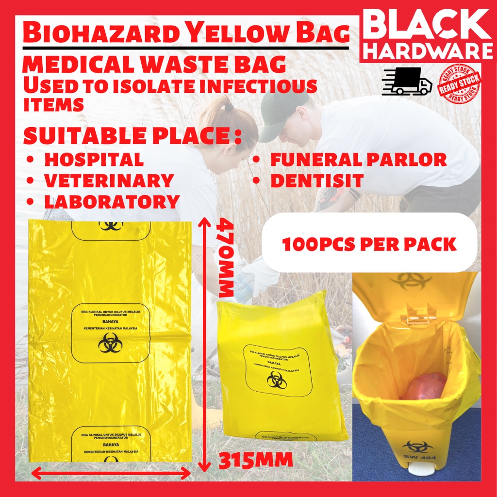 Black Hardware Biohazard Yellow Medical Waste Bag Hospital Rubbish ...