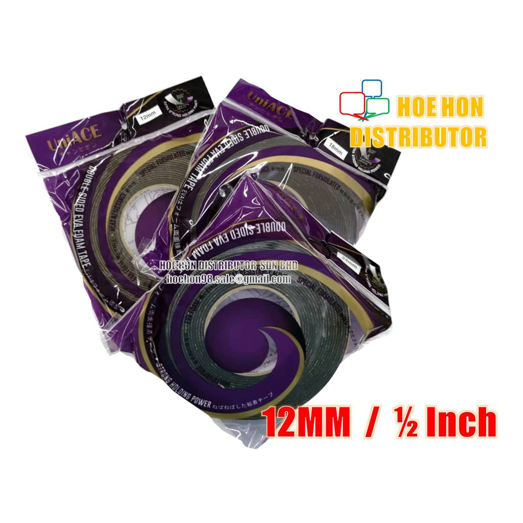 Uniace Double Sided Eva Foam Tape 12mm X 8 Meter 1 2 Inch X 9 Yard Big Roll Shopee Malaysia