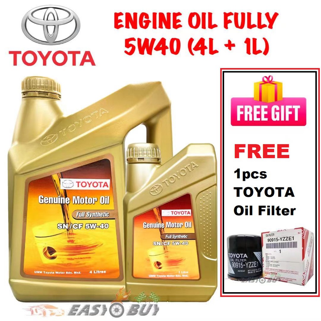 Toyota Fully Synthetic SN/CF 5W40 5W40 Genuine Engine oil (4L+1L) FOC