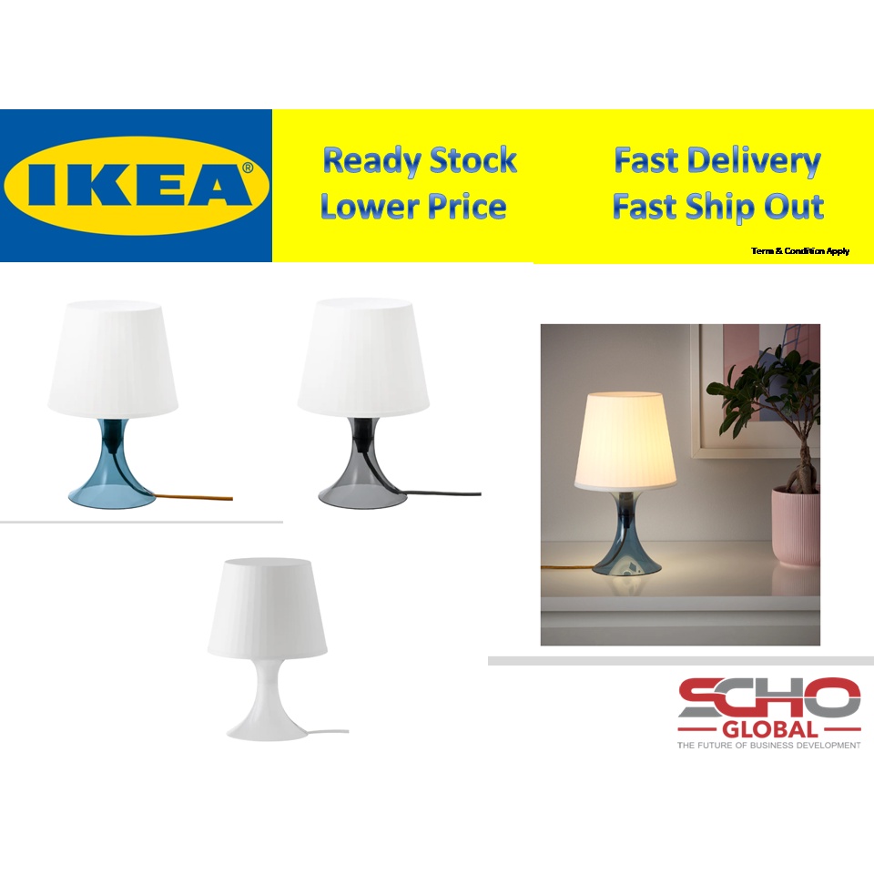 IKEALAMPAN Table lamp, dark blue/white, 29 cm Shopee Malaysia