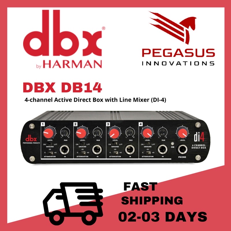 dbx DI4 4channel Active Direct Box with Line Mixer (DI4) 4channel