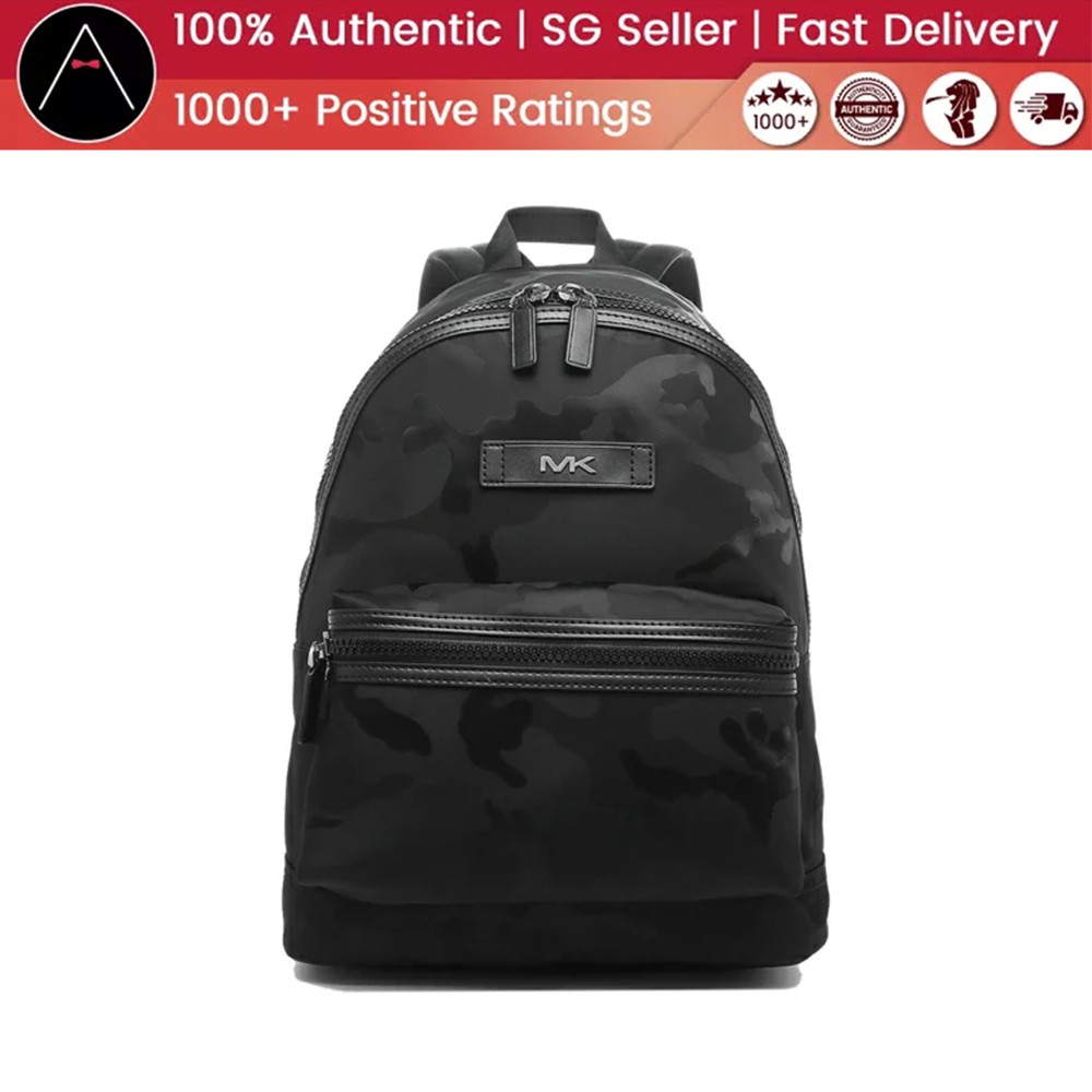 Michael Kors Kent Camouflage Backpack In Black Shopee Malaysia