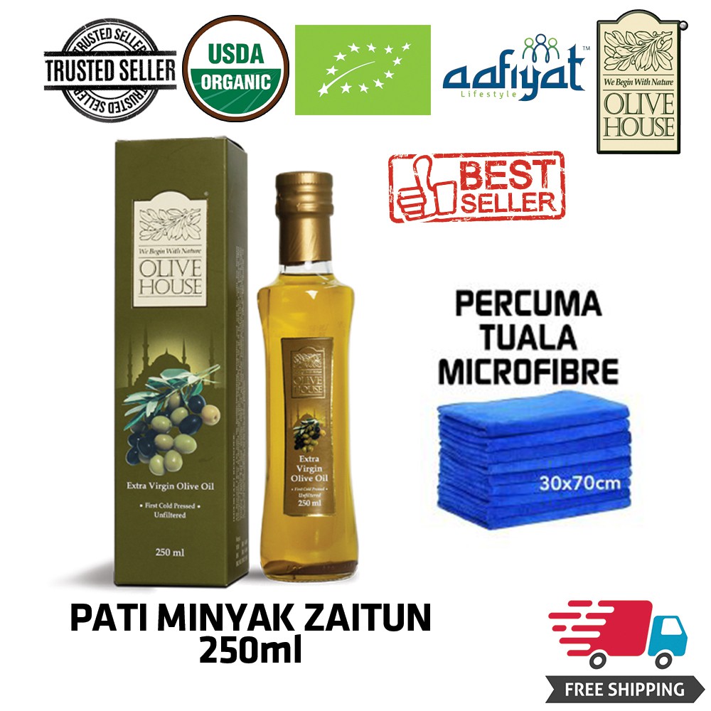 🔥BEST SELLING🔥 Pati Minyak Zaitun Asli OLIVE HOUSE [250ml] Extra Virgin Olive Oil Mechanically Cold Pressed