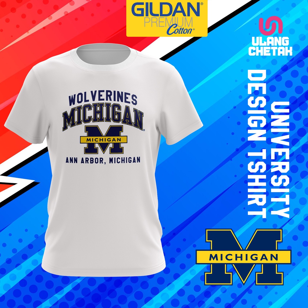 Wolverine Michigan University D08 - University Tshirt Unisex Gildan Premium Cotton