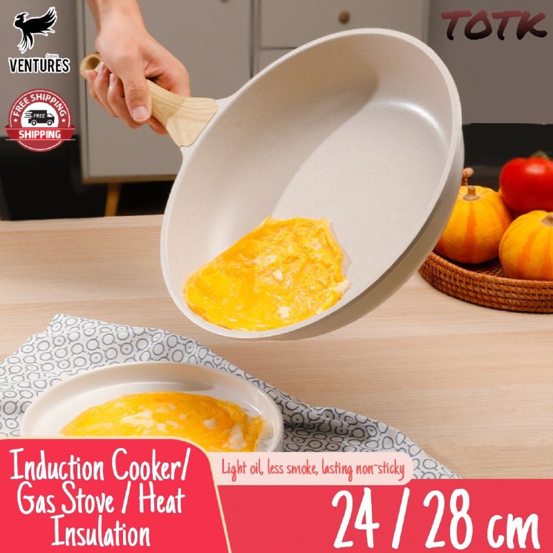 TOTK Medical Stone Pan Non Stick Frying Pan 24/28cm Kuali Non Stick