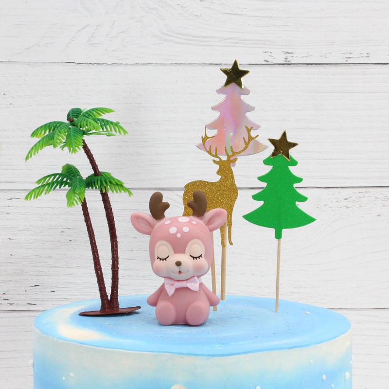 5pcs Set Christmas Tree Cake Topper Cupcake Toppers New Year Xmas Party Ornaments Kids Birthday Cake Deco Shopee Malaysia