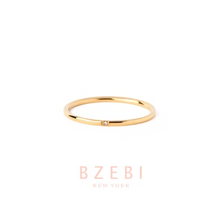 Image of BZEBI 18k Solitaire Sparkle Ring Titanium Steel Couple Ring with Exclusive Box 868r-6