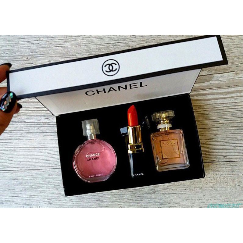 Chãnel Gift Set 3 In 1 With Chance Chãnel 15ml Perfume,coco Madmosile