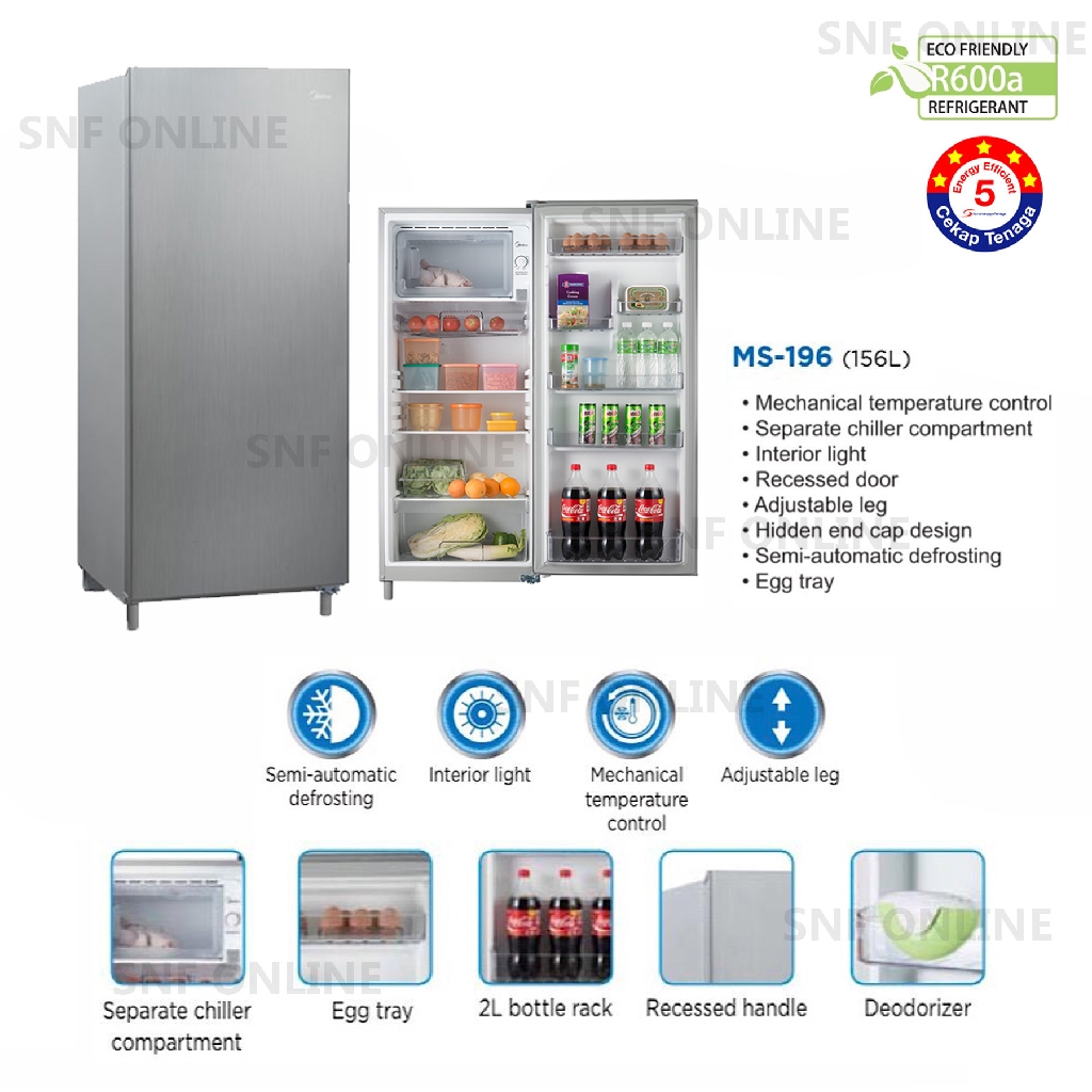 Midea Single Door Refrigerator Ms 196 Ms196 Shopee Malaysia