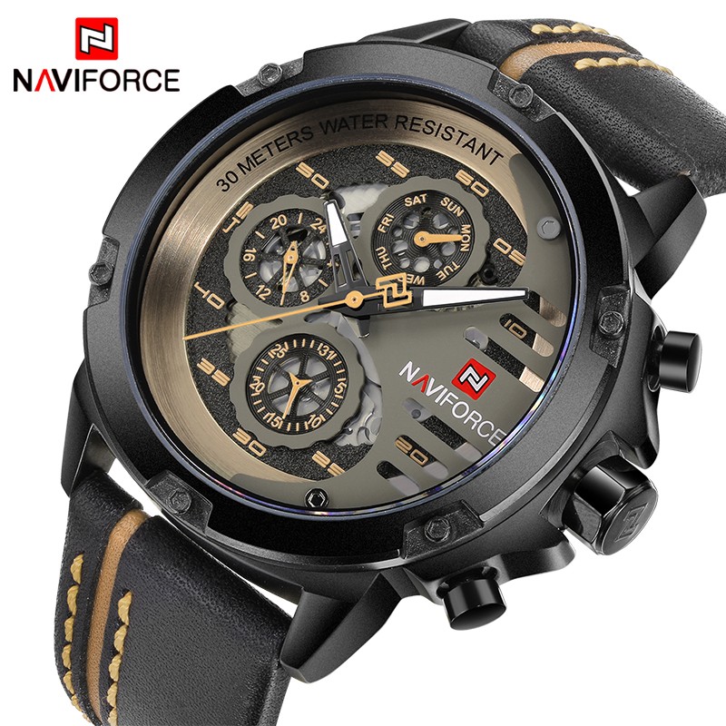 Naviforce Men Waterproof Leather Skeleton Quartz Watch Hollow Design Similiar To Mechanical Watch Design Shopee Malaysia