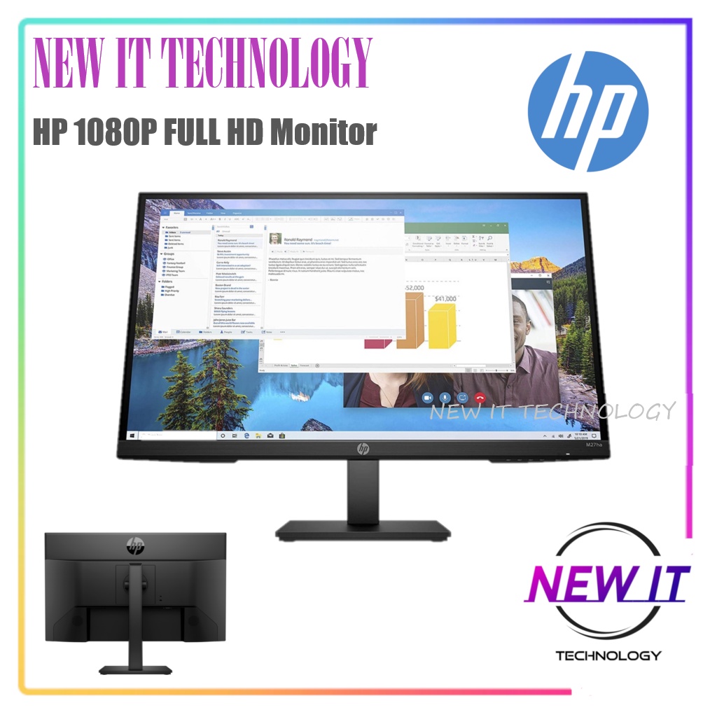 HP M27ha 1080P FHD Monitor 27" FHD/ IPS/ Pivot/ Builtin Speakers/ HDMI/ VGA/ 75Hz/ 5MS GtG