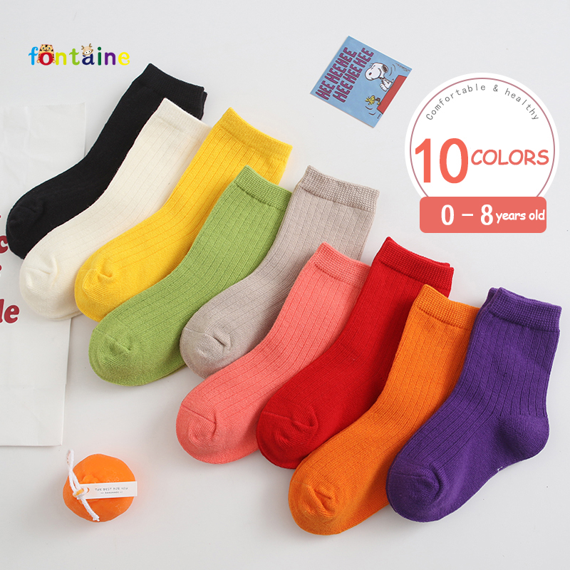 New Candy Color Baby Socks Cotton Cute Kids Socks Boys Girls Cozy Warm Socks Ready Stock Multi-color Toddler Children Socks