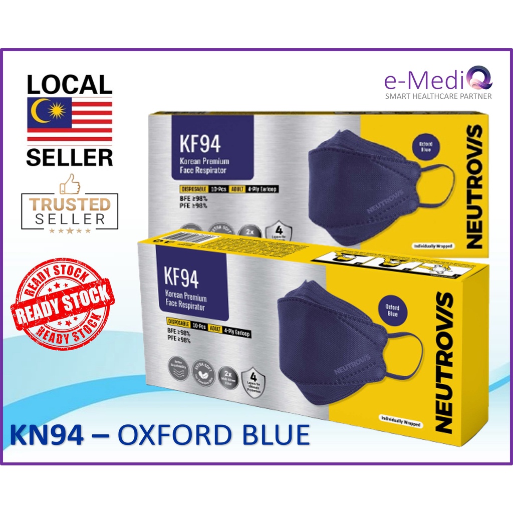 shopee: Neutrovis KF94 Korea Premium Face Respirator 10Pcs (1 Box) - Oxford Blue/ Sweet Macaron / Jet Black / Dynamite Grey (0:0:KF94 Premium:Oxford Blue;:::)