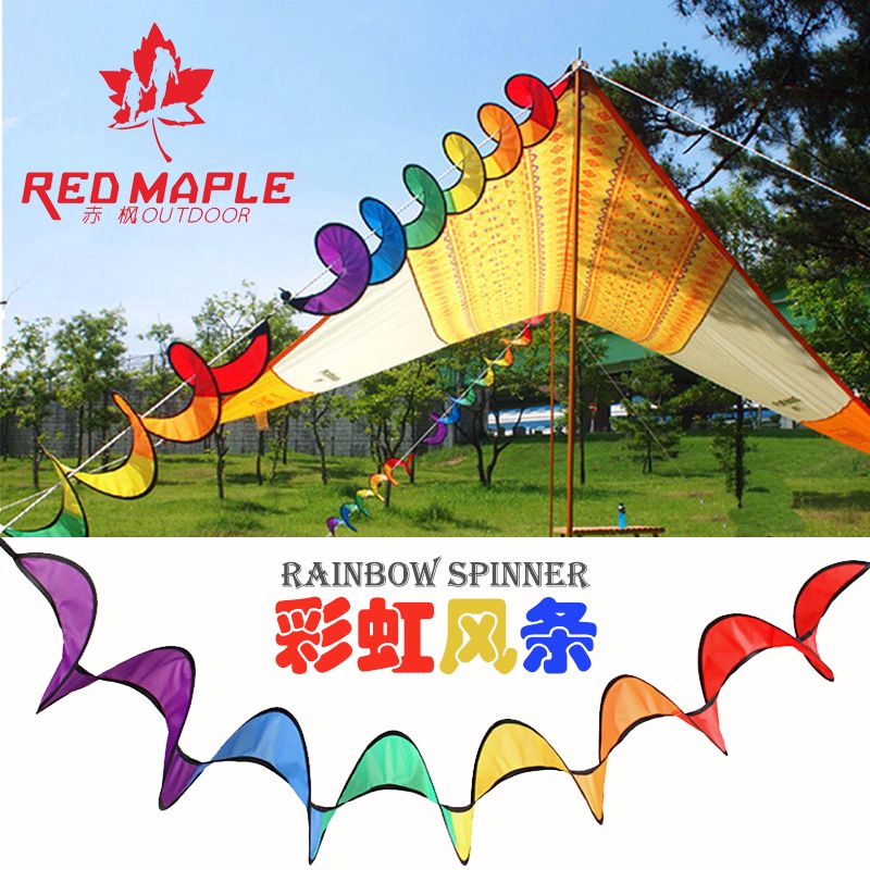 Rainbow Windmill Tent Decoration Flag Wind Spinner Camp Rotating Colorful Khemah Deco 露营彩虹挂饰防风绳绊倒