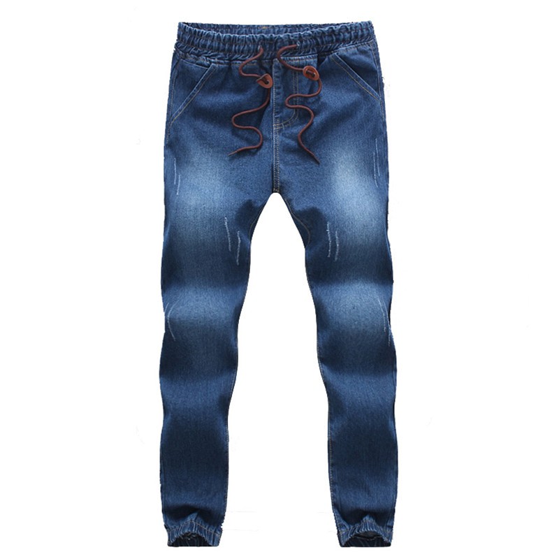 drawstring denim joggers