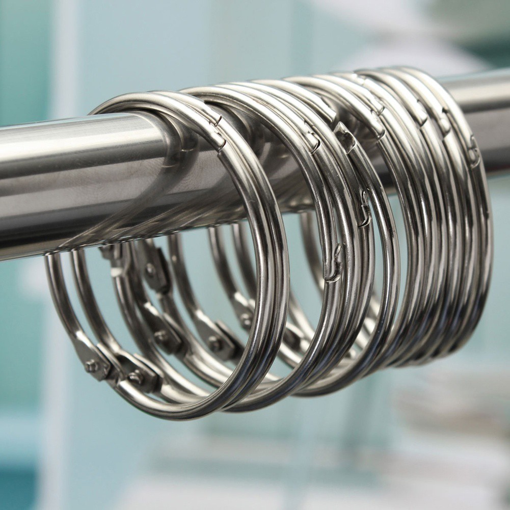 12pcs Round Stainless Steel Shower Curtain Hooks Rings Anti Rust