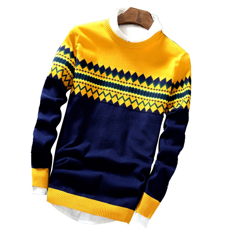 Men's Round Neck Collar Sweater Korean Fight Color | Shopee Malaysia