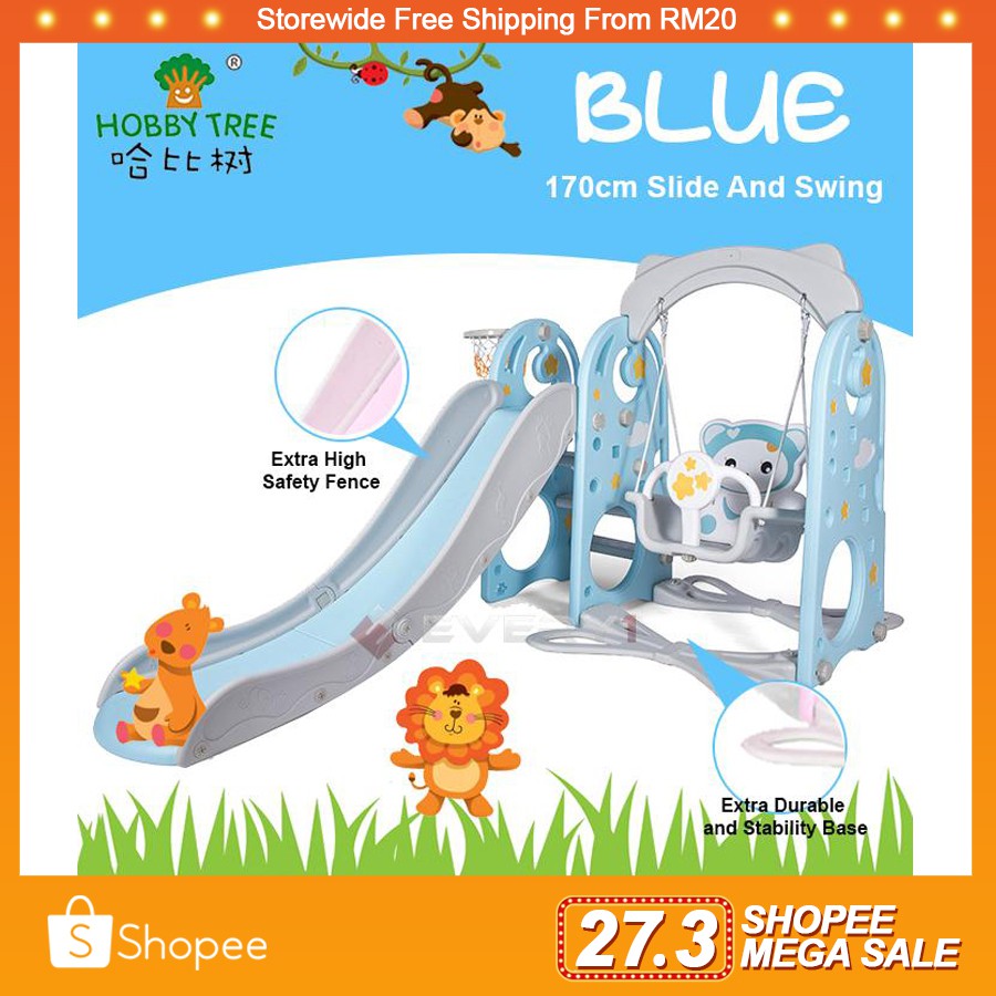 Hobby Tree Star Bear 3 In1 Swing And Slide Indoor Mini Playground Basketball