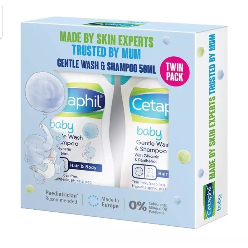 Cetaphil Baby Gentle Wash & Shampoo 50ml x 2 - Hair and Body (Twin Pack)