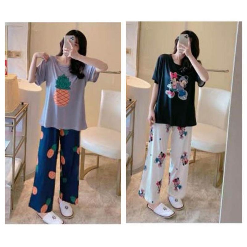 women Pyjamas women Pajamas ladies pyjamas lingerie baju tidur perempuan set t shirt baju Melayu