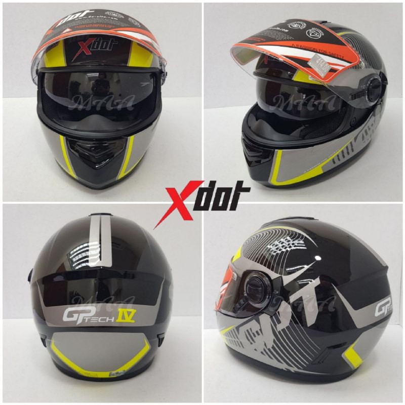XDOT G2500 GP TECH IV YELLOW FULL FACE XL SIZE 62CM ABSPC HELMET WITH