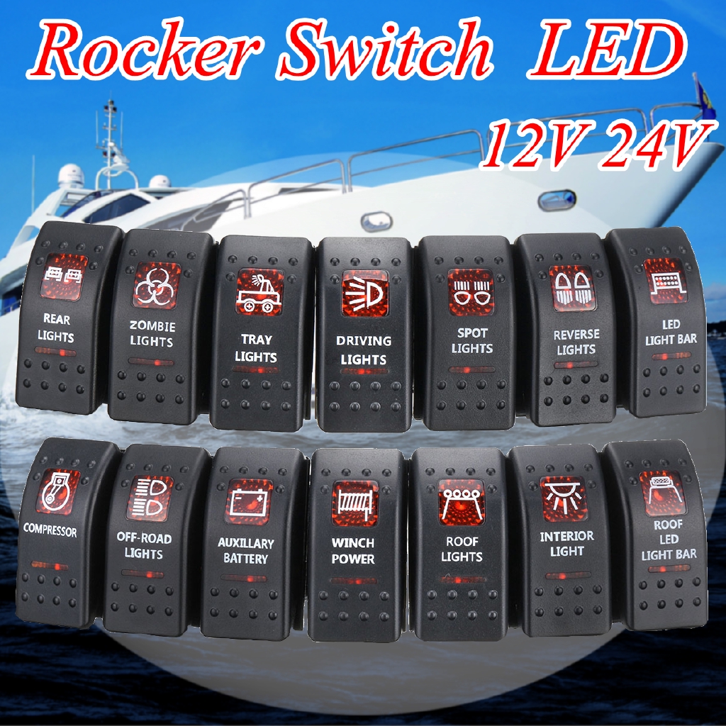 12V Waterproof ON//OFF LED LIGHT BAR Rocker Switch ORANGE for Marine Boat Car