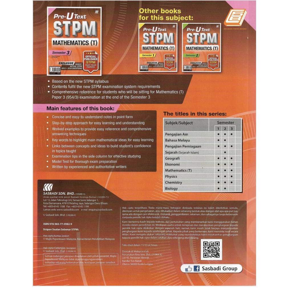 Pre U Text Stpm Mathematics T Semester 3 2013 2018 Shopee Malaysia