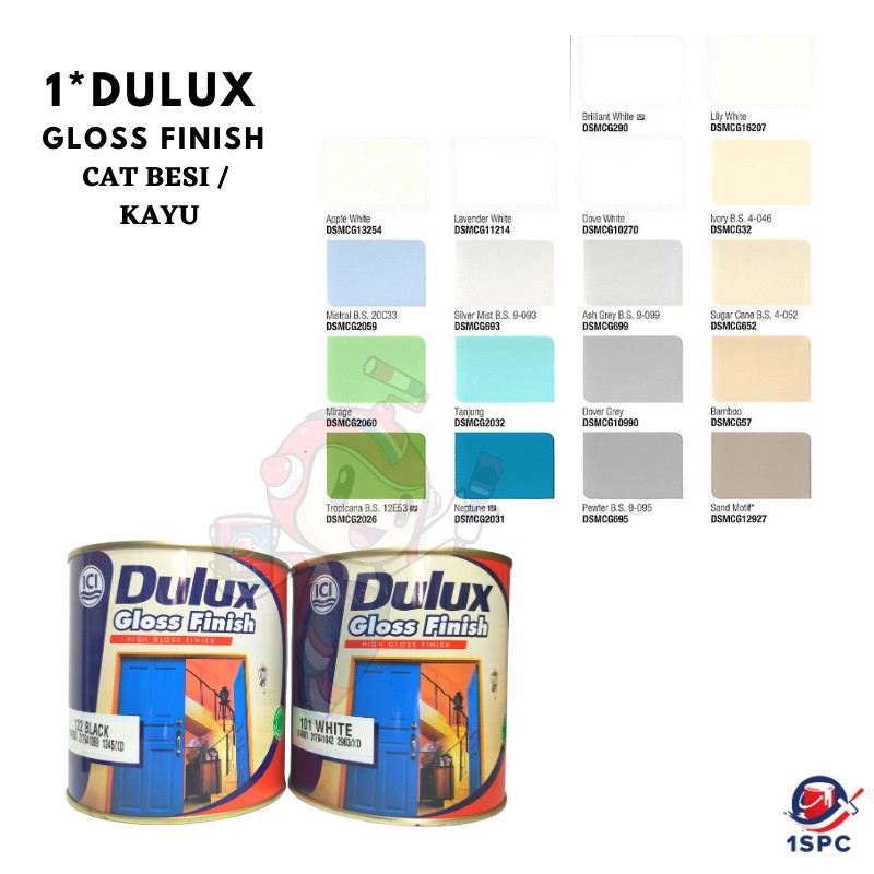 1 1 Liter Ici Dulux Gloss Finish Aura Standard Colour For Wood Metalcat Ici Minyak Kayu Besi Shopee Malaysia