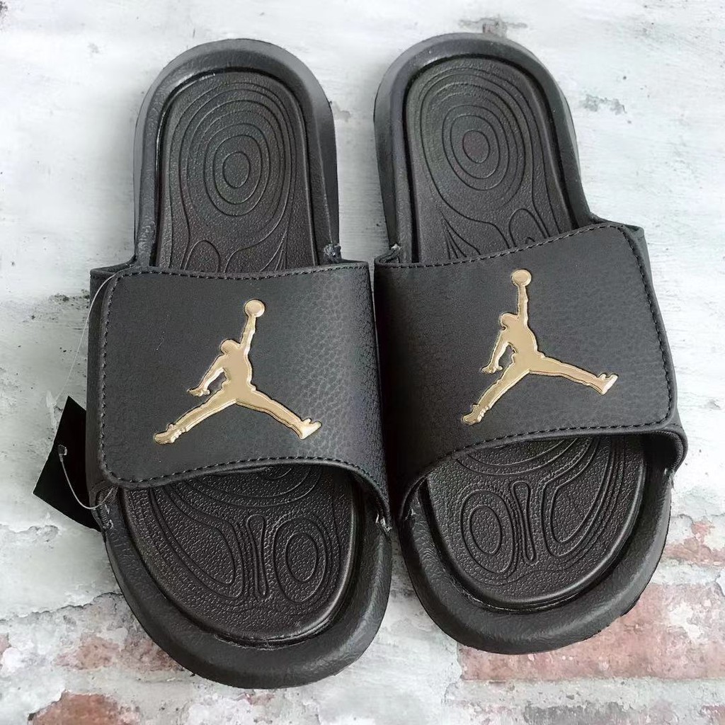 jordan slippers black and gold
