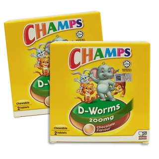 Champs D-Warms Chocolate Chewable Tablets 2's (Ubat Cacing 