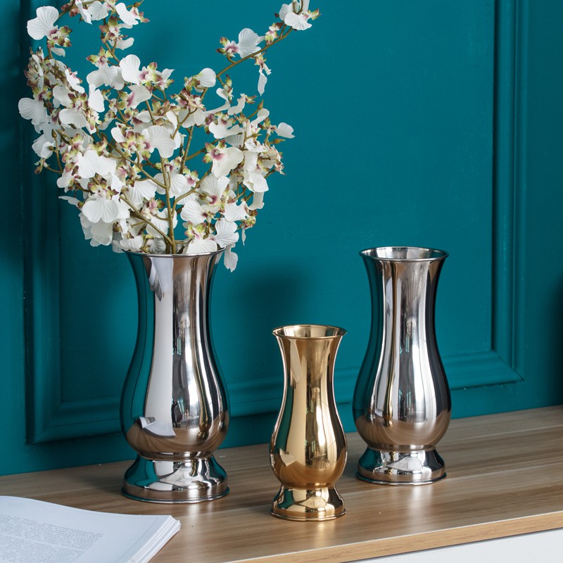 Tabletop Vases Modern Minimalist Fashion Stainless Steel Vase Metal Flower Vases Shopee Malaysia 9516
