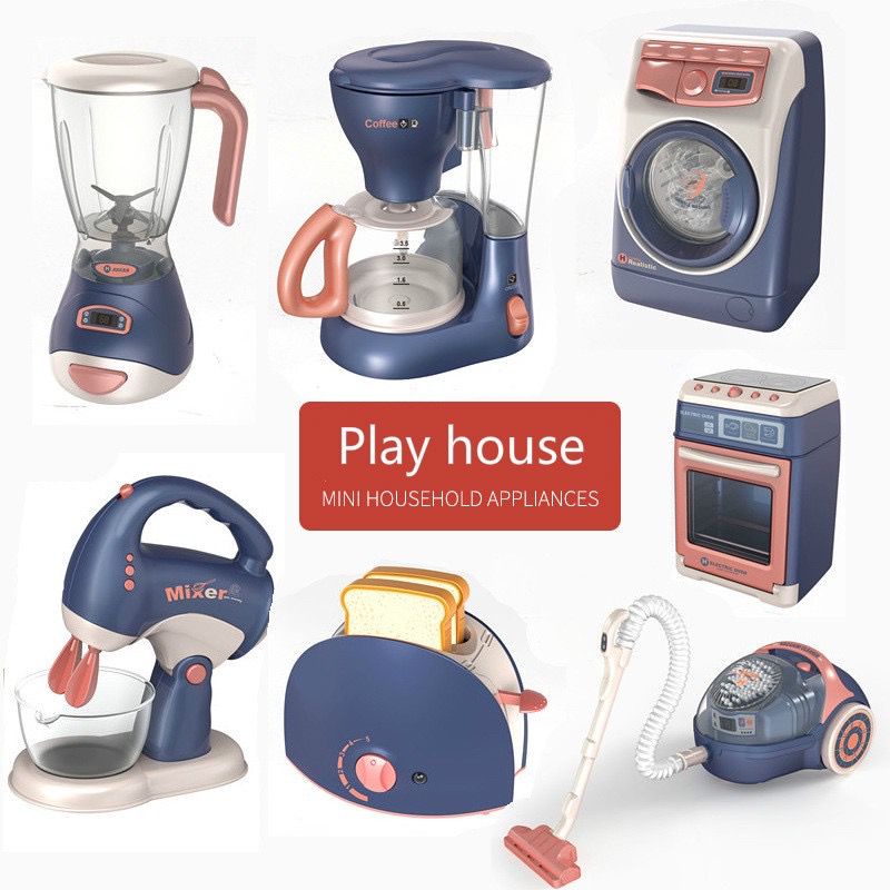 Pretend Play Kitchen Playset Home Appliances Education Toys Vacuum Cleaner Cooker Cooking My Home Kids Gift Toy