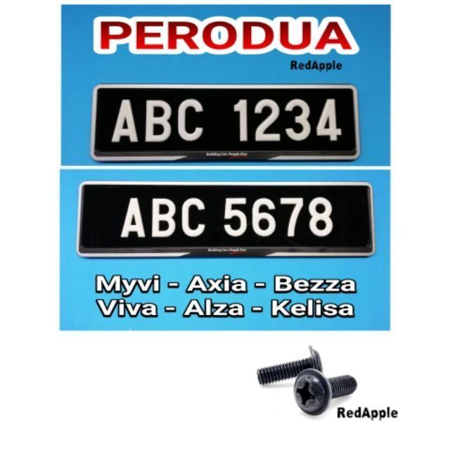1Pc Number Plate + Cover Frame (STANDARD SIZE JPJ) PERODUA 
