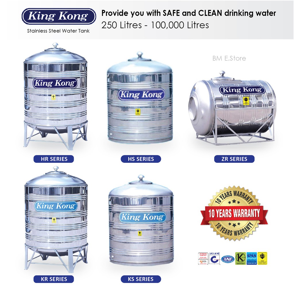 King Kong 250l 2300l Stainless Steel Water Tank Hs Series Shopee Malaysia