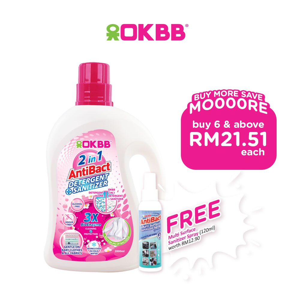 OKBB 2 in 1 Antibacterial Detergent + Sanitizer 2L DS2000