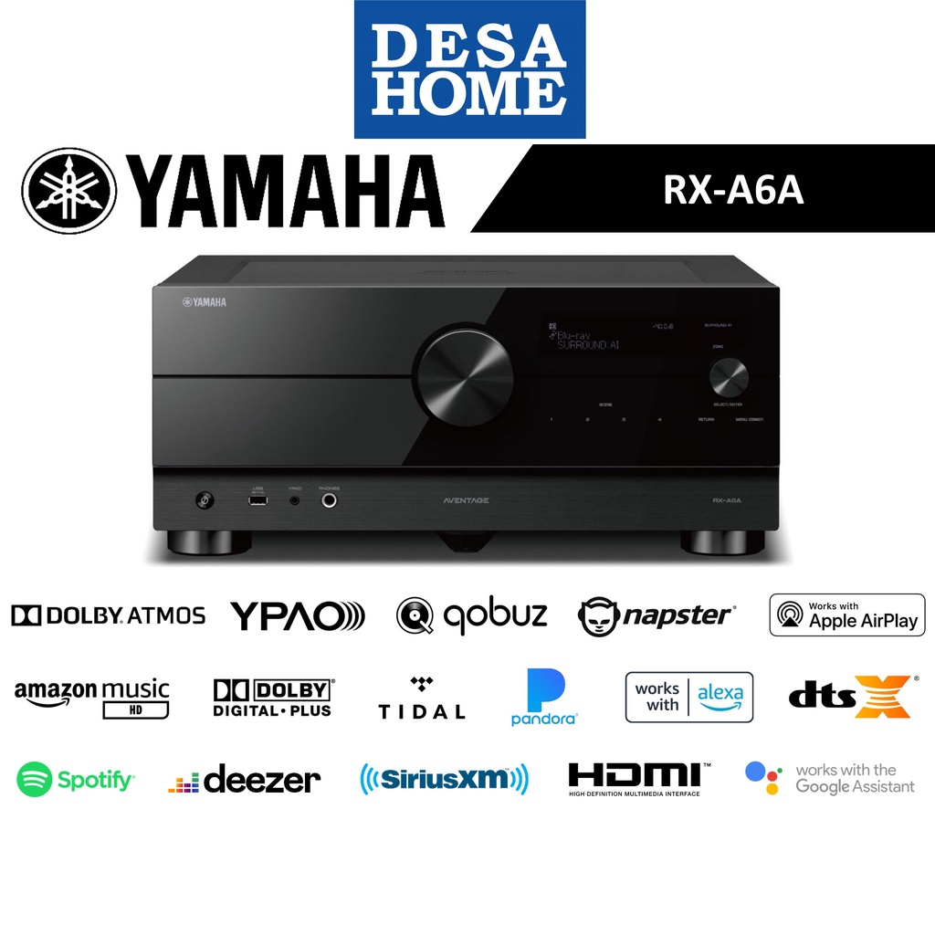 YAMAHA RXA6A 150 WATTS 9.2 CHANNEL A/V RECEIVER WITH 8K HDMI AND MUSIC