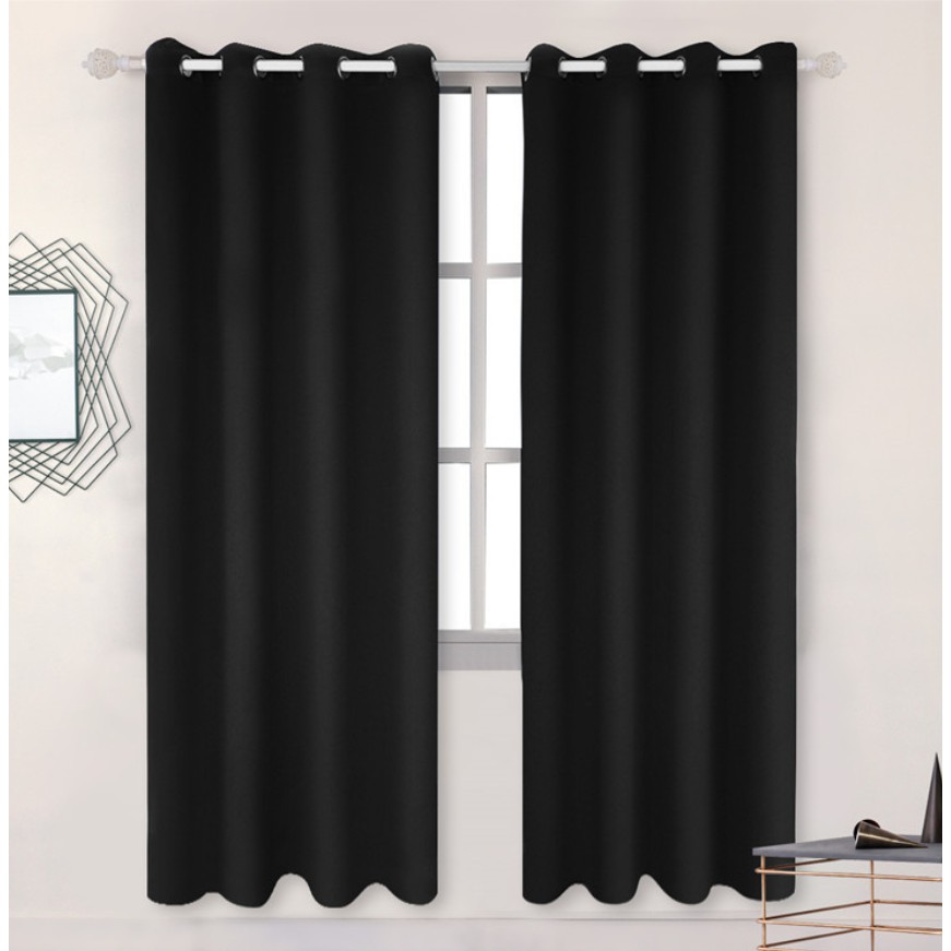 Modern 85 Blackout Window Curtains For Bedroom Blinds Curtains For Sliding Door Customize Black Color