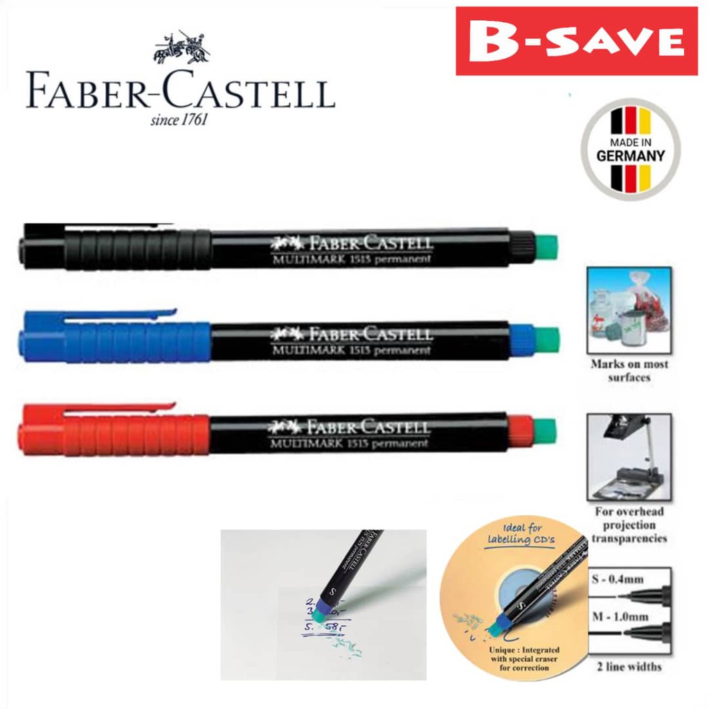 Roest krokodil Manie Faber-Castell Multimark 1523 Multi Surface OHP Erasable Permanent Marker |  Shopee Malaysia
