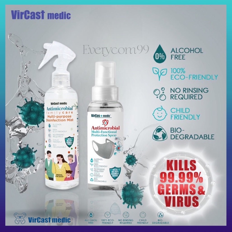 Vircast Medic Family Care Antimicrobial Multi-Functional Protection Spray Sanitizer (80ml/250ml)