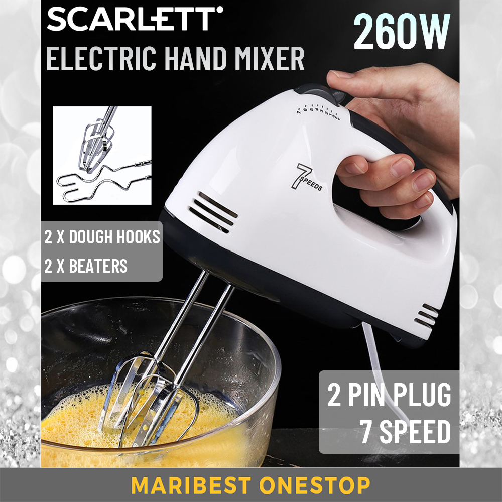 SCARLETT Electric Hand Mixer Egg Beater Baking Whisk Flour Mixer Mesin Pengadun Tepung Telur 7 Speed Baking Mix 电动搅拌器打蛋器