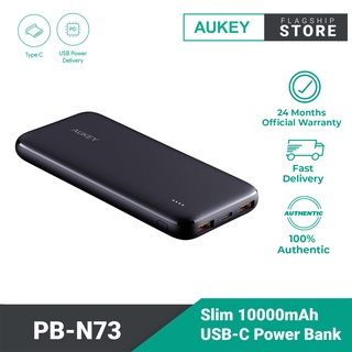 (NEW) AUKEY PB-N73 Slim Ultra Thin 10000mAh Universal Powerbank , USB C Power Bank for Android & iOS Apple Device