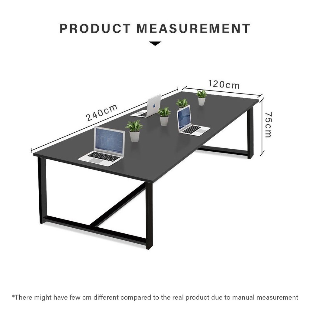 FINSSO: 6-8 Person Steel Large Simple Office Meeting Table (240cm x 120cm)