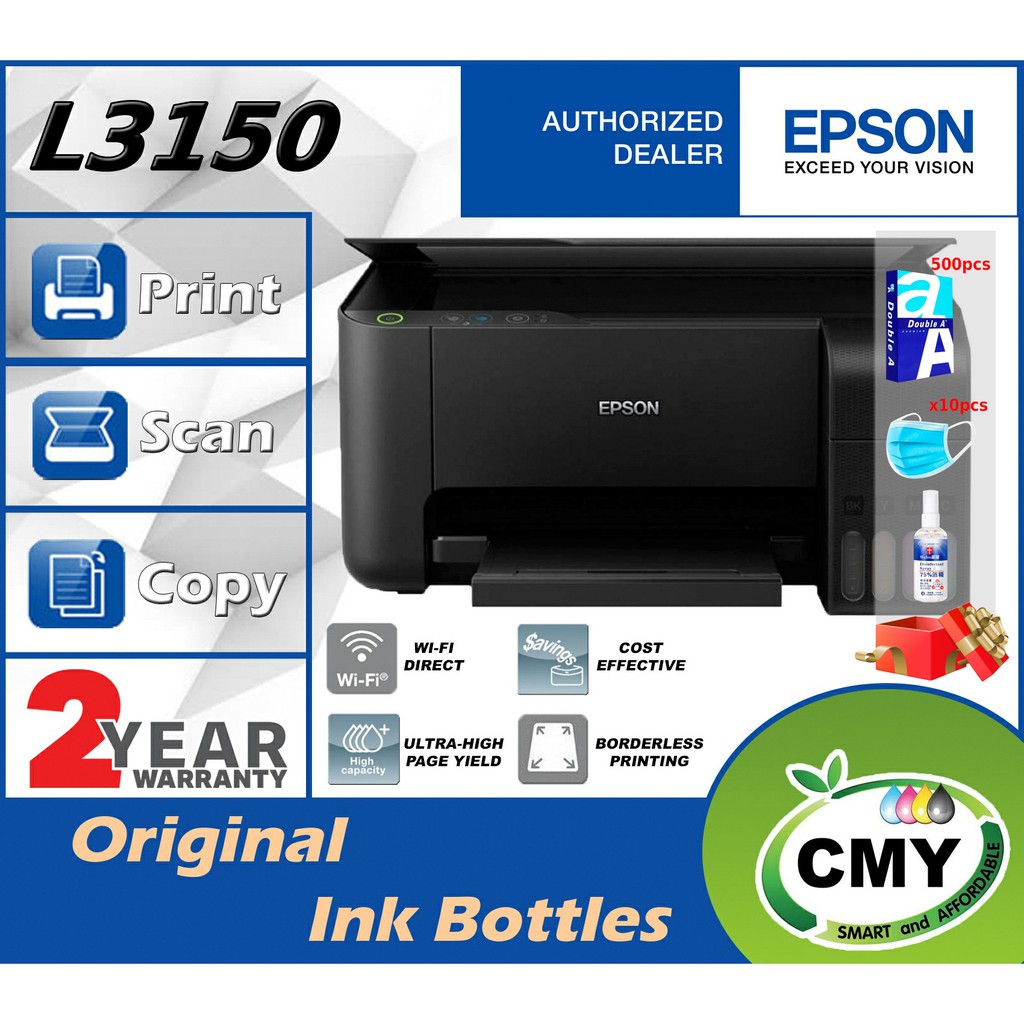 Epson L3150 L 3150 Print Scan Copy Wifi Aio Printer Same As Epson L3156 3 Free Gift Similar With 515 E470 Mfc J200