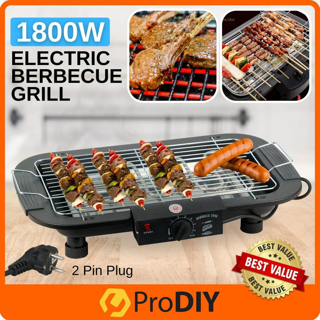 1800W Home Electric Barbeque BBQ Grill Pan Griddle Hot Pot Alat Membakar Panggang Daging Ayam Ikan