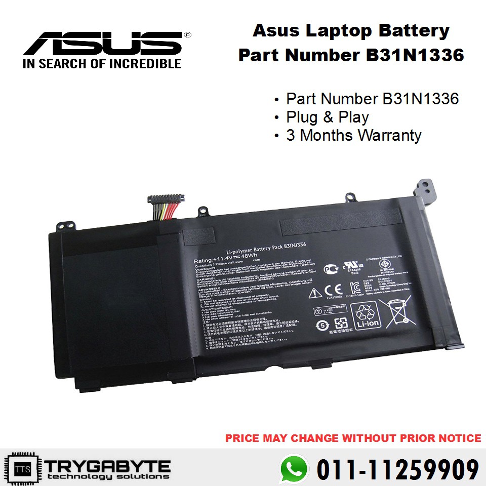 Laptop Asus Battery Part Number B31N1336 / Laptop Battery Replacement