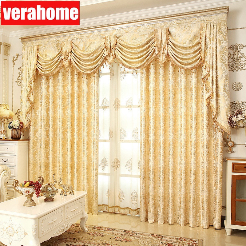 Luxury Gold Jacquard Langsir Blackout Curtains For Windows Sliding Door Shopee Malaysia
