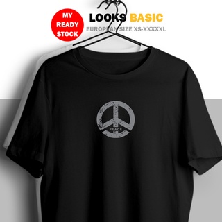 Unisex💯Cotton Basic Tee Peace Sign Logo Ready Stock Short Sleeve Loose Family T-shirt Women Men Top Korean Street Baju